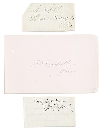 (PRESIDENTS--19TH CENTURY.) Group of 17 clipped Signatures, two as President, each on a slip of paper.